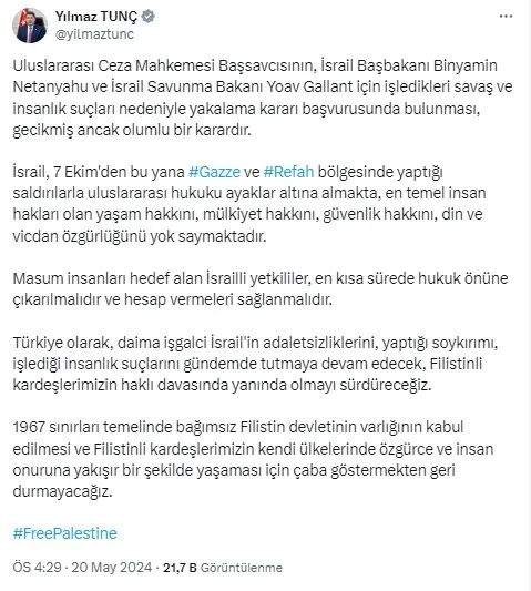 bakan-tunc-netanyahunun-tutuklama-talebini-degerlendirdi-gecikmis-ancak-olumlu-bir-karar-1716215758241.jpg Bakan Tunç Netanyahu'nun tutuklama talebini değerlendirdi: Gecikmiş ancak olumlu bir karar - 1