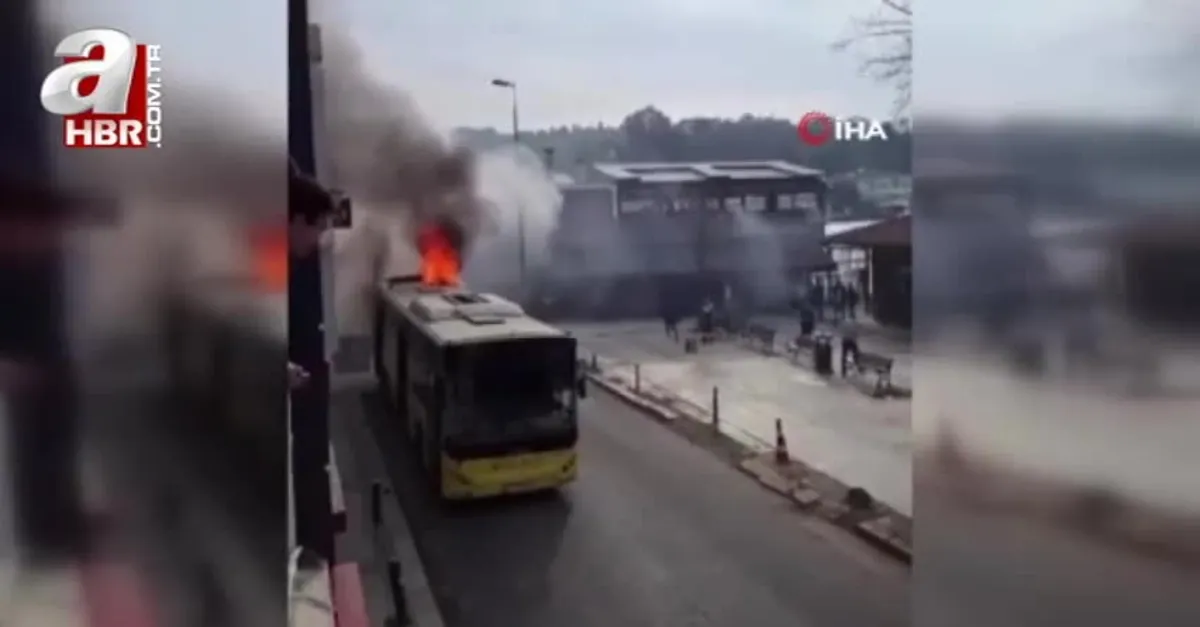 Beykoz'da İETT otobüsü cayır cayır yandı!