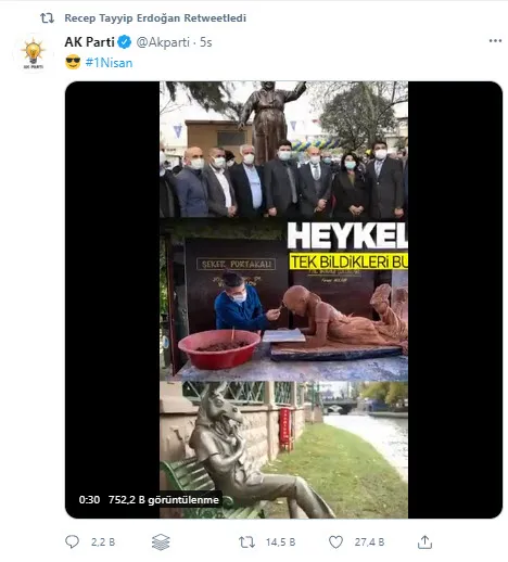 CHP’nin heykel belediyeciliğine AK Parti’den 1 Nisan göndermeli paylaşım