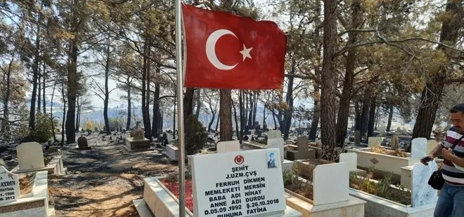 Tüyleri diken diken eden olay! Mersin’deki yangında şehit kabri ve Türk bayrağı yanmadı