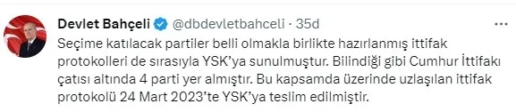 MHP Genel Başkanı Devlet Bahçeli’den seçim ve ortak liste açıklaması