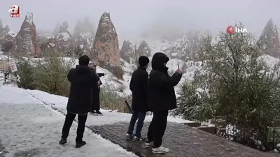 Kar Kapadokya’ya çok yakıştı