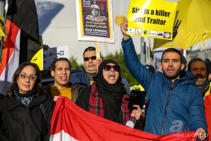 İngiltere'ye giden Sisi, protestolarla karşılandı