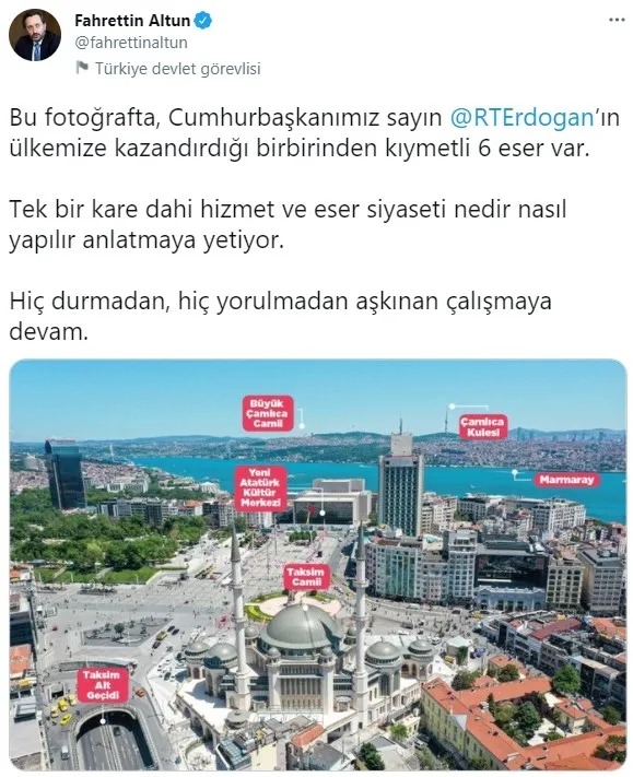 İletişim Başkanı Fahrettin Altun paylaştı: 6 eser bir arada! Tek bir kare hizmet siyaseti nedir anlatmaya yetiyor