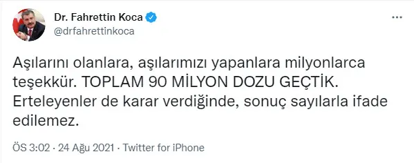 Sağlık Bakanı Fahrettin Koca aşı olmayan anne ve babalara seslendi! Her 4 kişiden 3'ü... - 1