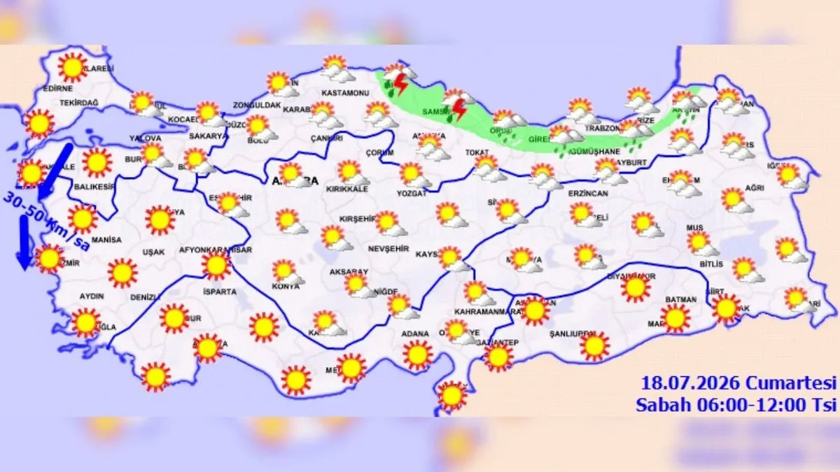 hafta-sonu-hava-raporu-asiri-sicak-ve-kuvvetli-saganak-1784355713264.jpg 18 Temmuz hava durumu haritası (Görsel: MGM)