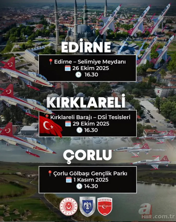 TÜRK YILDIZLARI GÖSTERİ TAKVİMİ | Edirne Türk Yıldızları gösterisi ne zaman, saat kaçta, nerede? 2