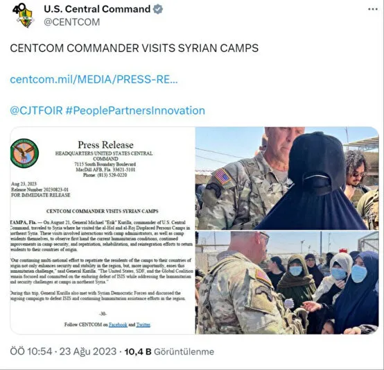 ABD’den PKK/YPG terörüne açık destek! CENTCOM Komutanı Suriye’de işgal edilen kamp bölgesini ziyaret etti