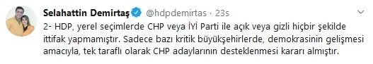 Selahattin Demirtaş’tan CHP itirafı