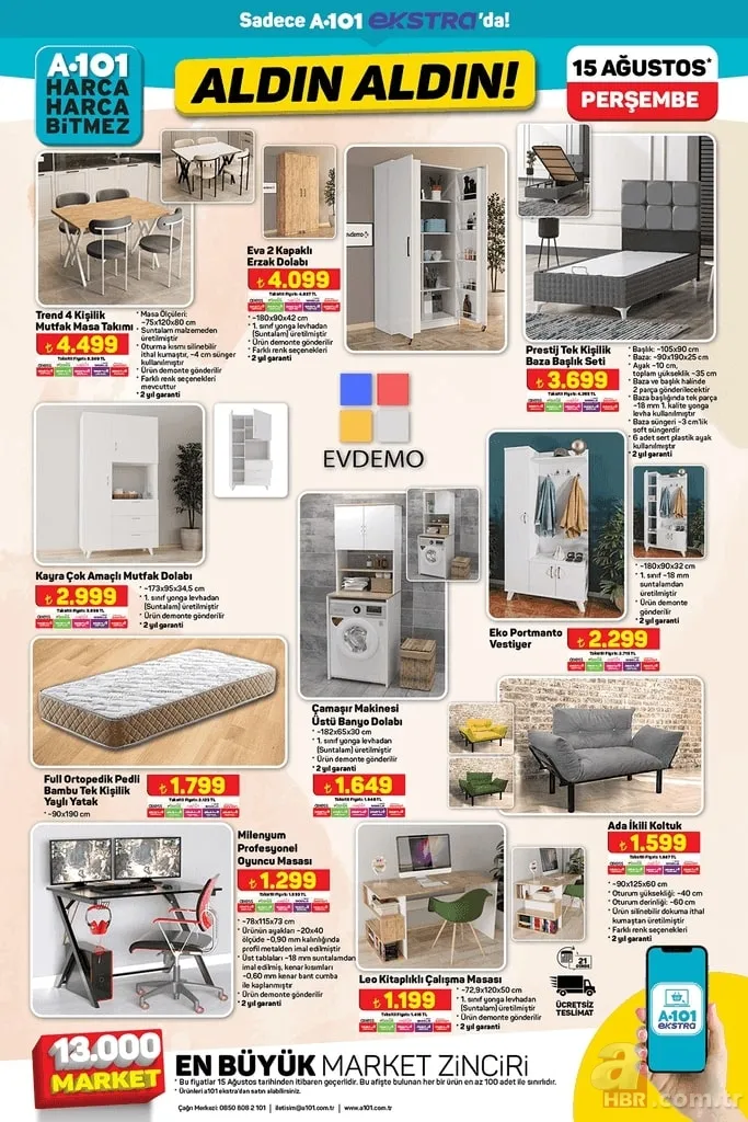 15 Ağustos A101 kataloğu 2024 | Aldın Aldın denildi ürünleri gören koştu: Elektrikli moped, 6500 flat tiny house, çekme karavan... 6