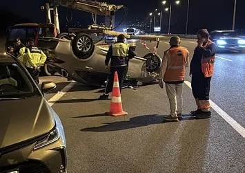 Kuzey Marmara'da kaza! Önündeki araca çarpıp takla attı