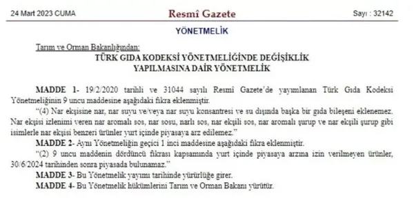 Nar ekşisi yasaklandı mı? Nar ekşili soslar neden yasaklandı? Son tarih...