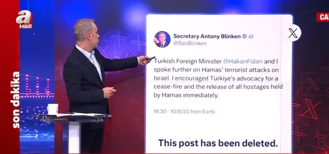 ABD Dışişleri Bakanı Blinken, ateşkes çağrısı yaptığı sosyal medya paylaşımını sildi