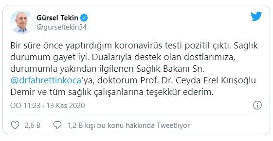 CHP İstanbul Milletvekili Gürsel Tekin'in koronavirüs testi pozitif çıktı! - 1