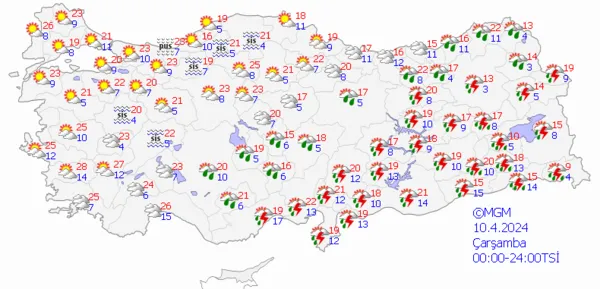 1712602844675.png Meteoroloji'den 15 il için sarı kodlu uyarı! Sıcaklıklar düşüyor sağanak yağış geliyor | İşte 5 günlük hava durumu raporu - 18