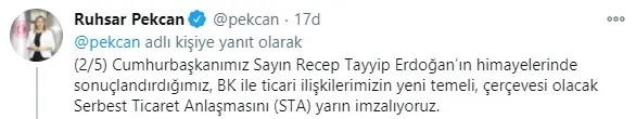 Son dakika: Ticaret Bakanı Ruhsar Pekcan’dan İngiltere ile ticaret anlaşması açıklaması