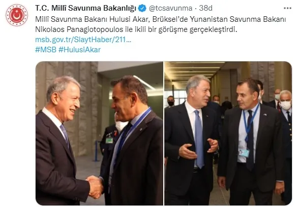 Milli Savunma Bakanı Akar Yunan mevkidaşı Nikolaos Panagiotopoulos ile görüştü - 2