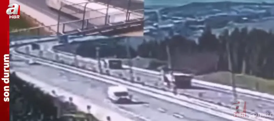 SON DAKİKA | TEM'de can pazarı! Hafriyat kamyonu araçları biçti: 6 ölü, 3 yaralı! İşte kaza anı 8