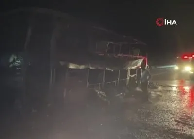 Ankara’da seyir halindeki otobüs yandı