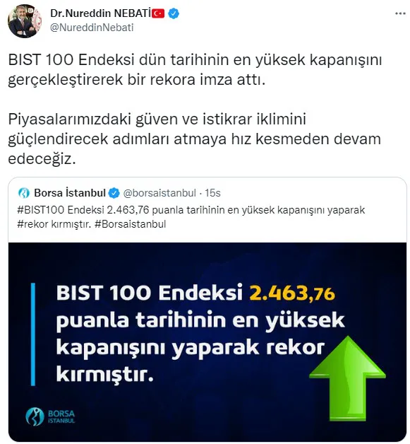 Hazine ve Maliye Bakanı Nureddin Nebati'den Borsa İstanbul açıklaması - 1