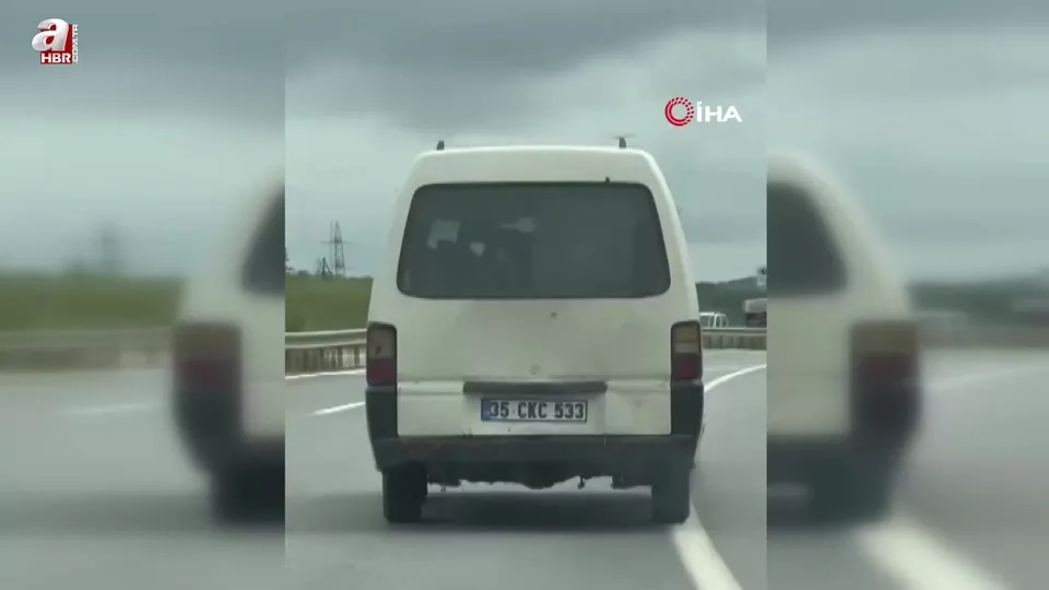 Panelvanın arkasında buzağı taşıdı