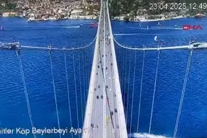 Deprem anı köprü kamerasında