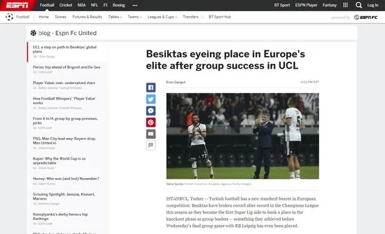 ESPN Beşiktaş'tan övgüyle bahsetti - 1