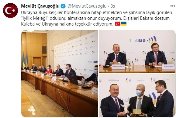 Dışişleri Bakanı Mevlüt Çavuşoğlu Ukrayna’da “İyilik Meleği” ödülü aldı - 1