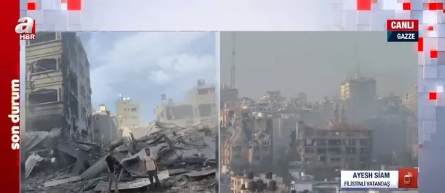Bombardıman altındaki Gazze’den canlı gelişmeler! Filistinli Ayesh Siam A Haber’de anlattı