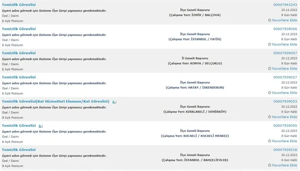 İŞKUR kurumları açıkladı! İlkokul mezunu 5.234 personel alımı başladı! 2023 Aralık ayı temizlik görevlisi alımı yapan kurumlar