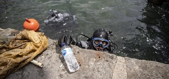 Ortaköy'de denizden atıklar çıkarıldı