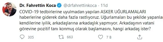 Sağlık Bakanı Fahrettin Koca'dan asker uğurlayanların verdiği fotoğrafa tepki: Hangi arkadaş ister? - 1