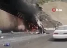 Umrecileri taşıyan otobüs alev topuna döndü