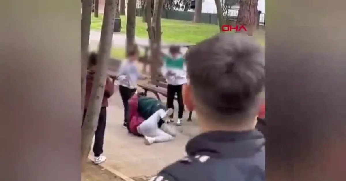 Ataşehir'de parkta liseli öğrenciler saç saça baş başa kavga etti! İstanbul'da yaşanan kavgalar kamerada