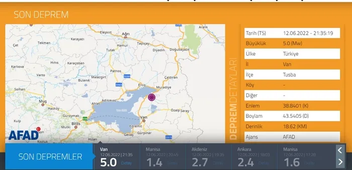 Son dakika: Van’da 5 şiddetinde deprem | 2022 SON DEPREMLER - 5