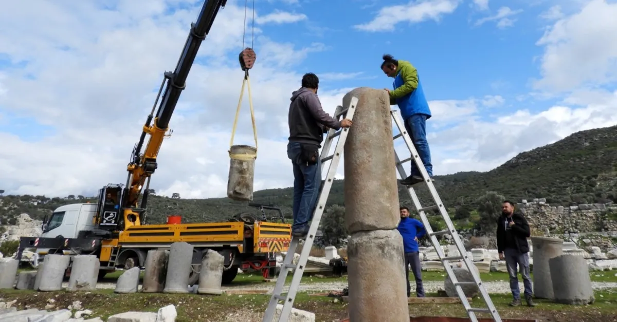 Başkan Erdoğan tarafından 2020 'Patara yılı' ilan edilmişti! Patara'nın dev sütunları yerlerine dikiliyor | VİDEO