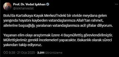 YANGINDA 4 BAŞMÜFETTİŞ GÖREVLENDİRİLDİ