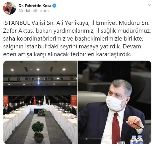 Sağlık Bakanı Fahrettin Koca duyurdu! İstabul için alınacak tedbirleri kararlaştırdık - 1