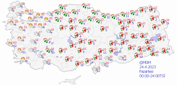 1682267056736.png Kuvvetli sağanak kapıya dayandı! Yurt geneline sağanak yağış uyarısı! Meteoroloji duyurdu... İstanbul Ankara İzmir hava durumu - 3