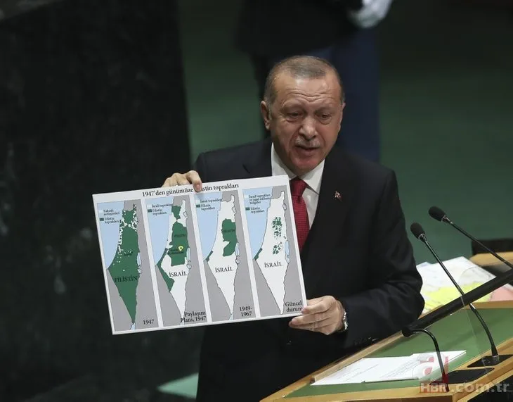 Başkan Erdoğan BM kürsüsünde dünyaya göstermişti! İşte İsrail’in işgal haritası