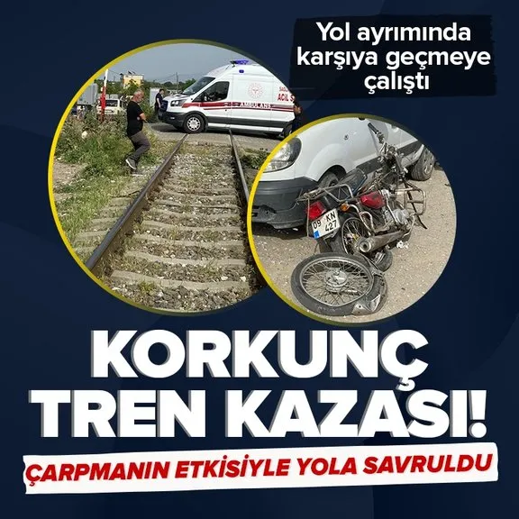 Aydın’da korkunç tren kazası! Motosikletli sürücü çarpmanın etkisiyle yola savruldu