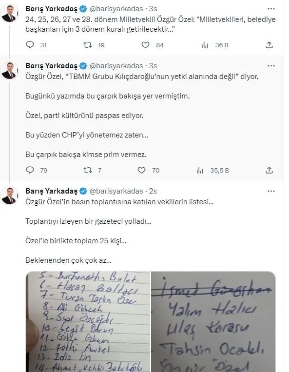 CHP’de meydan ateş hattı! Kılıçdaroğlu yanlısı Yarkadaş Özel’e ateş püskürdü: Hepiniz oradaydınız!