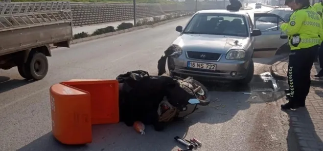 Bursa'da otomobil ile motosiklet çarpıştı