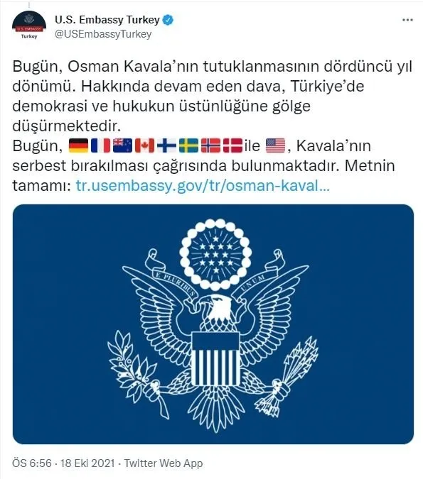 ABD dahil 10 ülkeden skandal Osman Kavala çağrısı! 10 ülkenin misyon şefi Bakanlık'ta! - 3