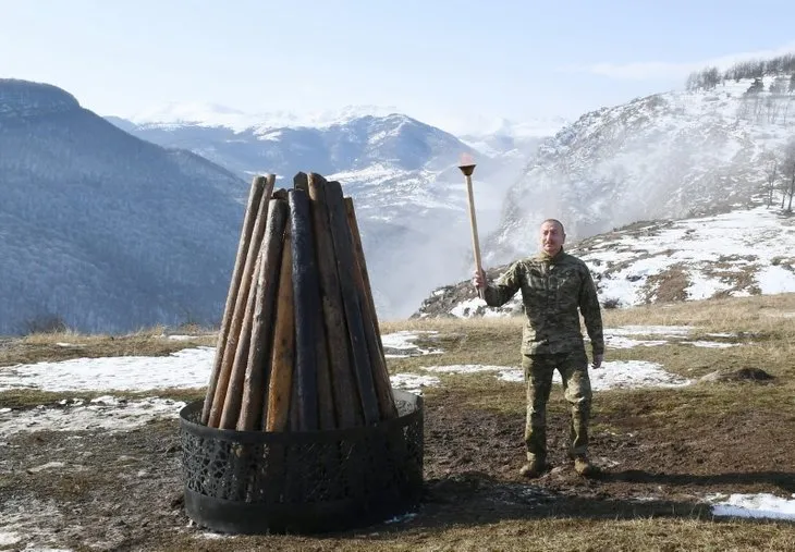 Son dakika | Cumhurbaşkanı İlham Aliyev Nevruz ateşini yaktı: Biz 21. yüzyılın savaşını verdik ve düşmanı yok ettik