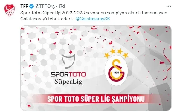 Galatasaray 2022-2023 sezonunun şampiyonu oldu | Başkan Erdoğan’dan Aslan’a tebrik