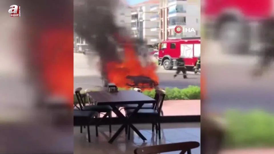 Seyir halindeki otomobil alev alev yandı