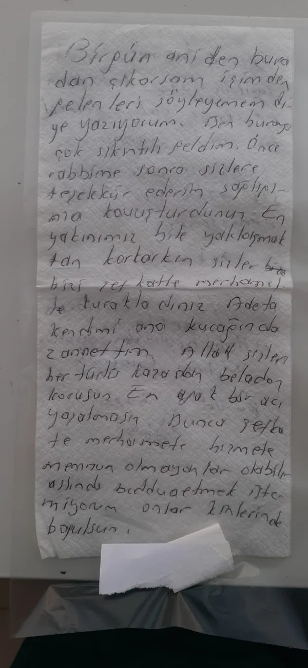1609330379719.jpg Taburcu olurken yatağına bıraktı! Korona hastasının duygulandıran mektubu - 1