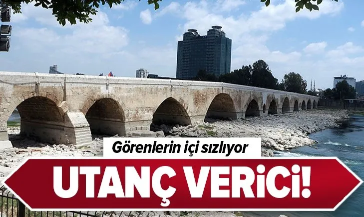 Adana'da tarihe saygısızlık! 16 asırlık köprüye yine sprey boyayla yazı yazdılar