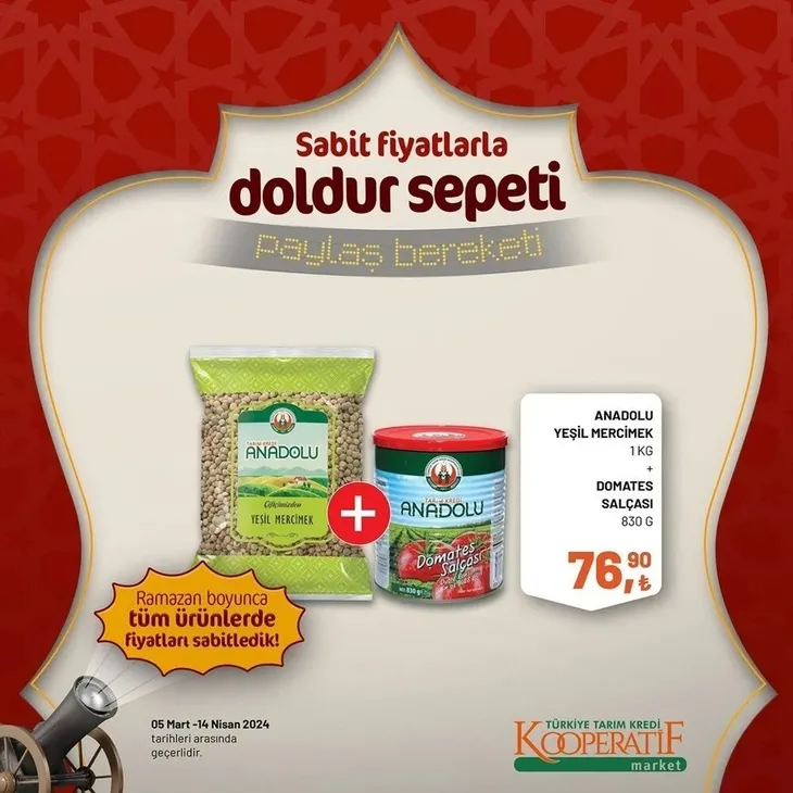 Tarım Kredi Market 30 Mart indirim kataloğu yayınladı! Kaşar peynir 205,00 TL’ye, tost peyniri 185,00 TL’ye, tereyağı 259,00 TL’ye, süt 22,50 TL’ye satışta